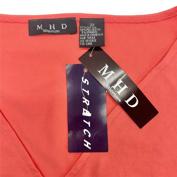 MHD Woman 3X Peach V Neck Sleeveless Top NWT - Picture 3 of 7